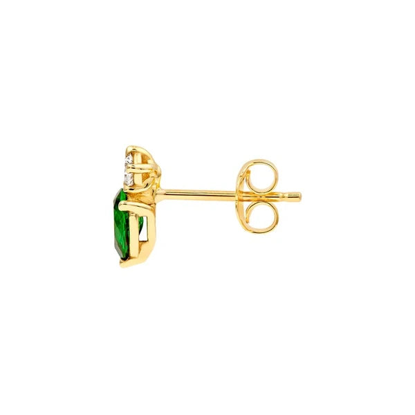 1tcw Pear Shape Tsavorite & Round Diamond Stud Earrings