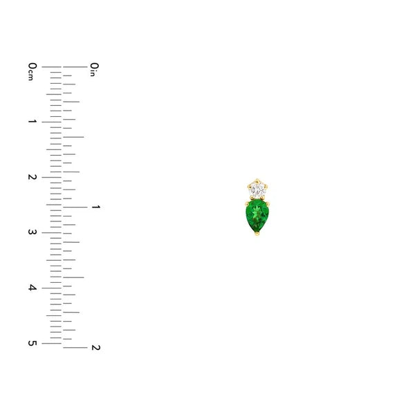 1tcw Pear Shape Tsavorite & Round Diamond Stud Earrings