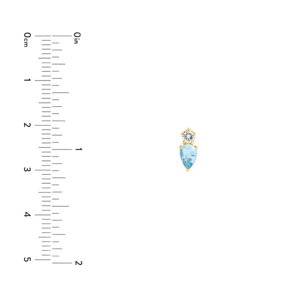 3/4tcw Pear Shaped Aquamarine & Round Diamond Stud Earrings