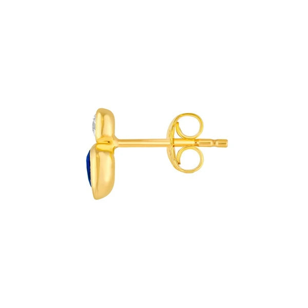 1/2tcw Bezel Set Sapphire & Diamond Stud Earrings