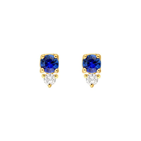 1/3tcw Sapphire & Diamond Stud Earrings