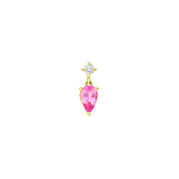 7/8tcw Pear Shape Pink Sapphire & Diamond Stud Earrings