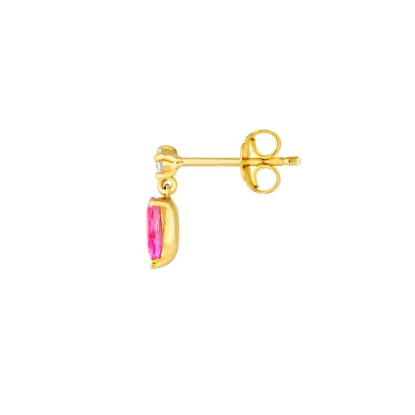 7/8tcw Pear Shape Pink Sapphire & Diamond Stud Earrings