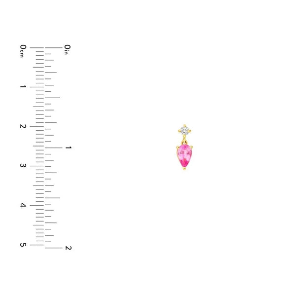 7/8tcw Pear Shape Pink Sapphire & Diamond Stud Earrings