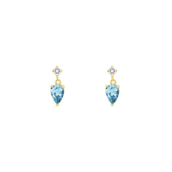 5/8tcw Pear Shape Aquamarine & Diamond Stud Earrings