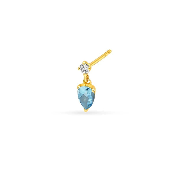 5/8tcw Pear Shape Aquamarine & Diamond Stud Earrings