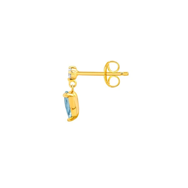 5/8tcw Pear Shape Aquamarine & Diamond Stud Earrings