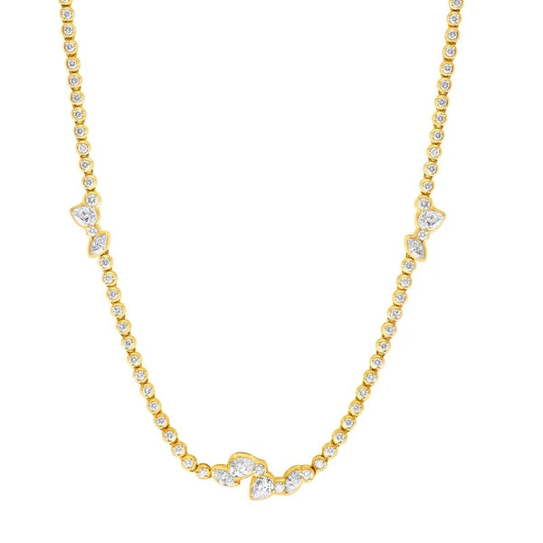 3-1/6tcw Stationed Mixed Shape Diamond Tennis Necklace