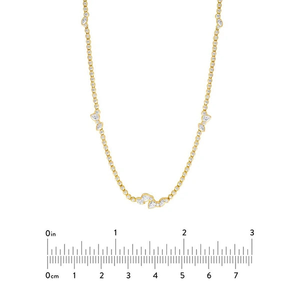 3-1/6tcw Stationed Mixed Shape Diamond Tennis Necklace