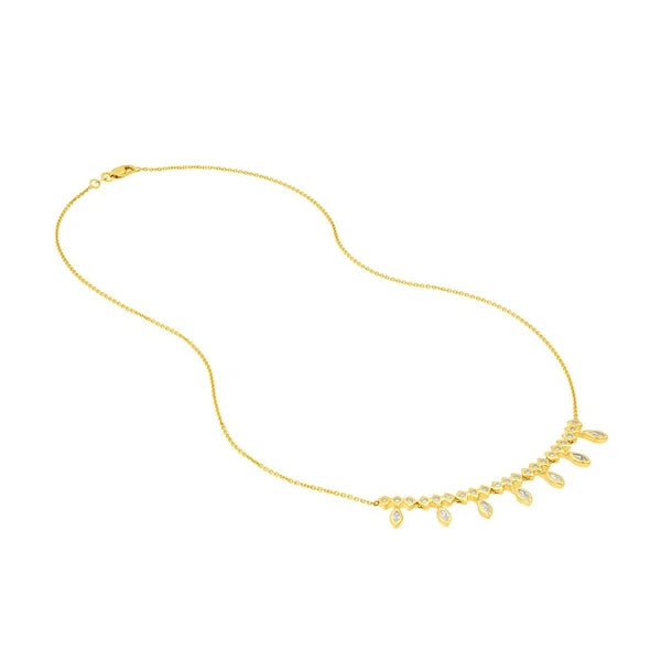 7/8tcw Round and Marquise Diamond Fan Necklace