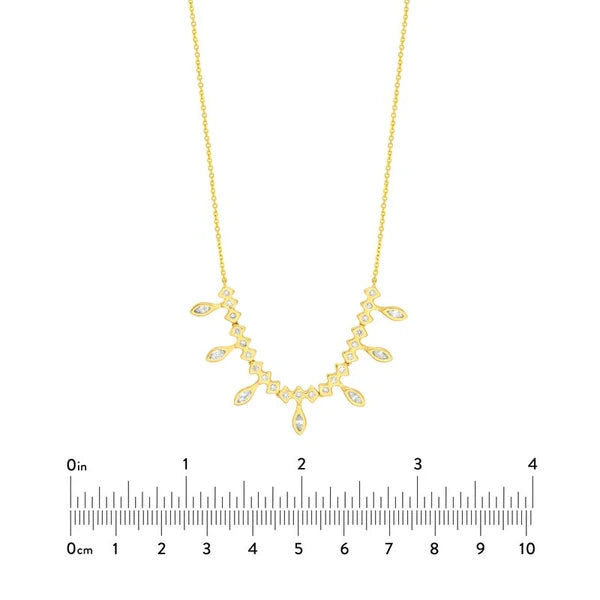 7/8tcw Round and Marquise Diamond Fan Necklace