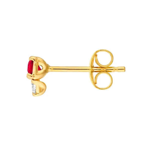 1/3tcw Ruby & Diamond Stud Earrings