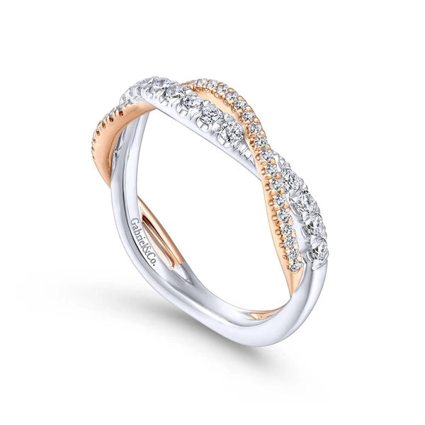 14K White-Rose Gold Matching Wedding Band