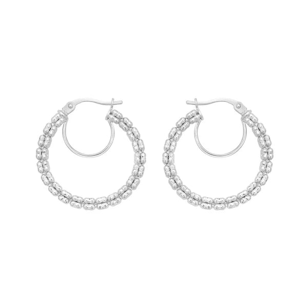 14K Ice Chain Round Hoops