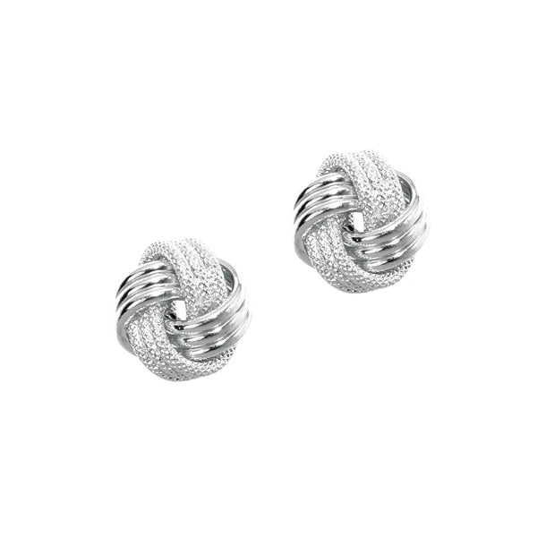 14K Gold Polished &amp; Diamond Cut Love Knot Stud Earring