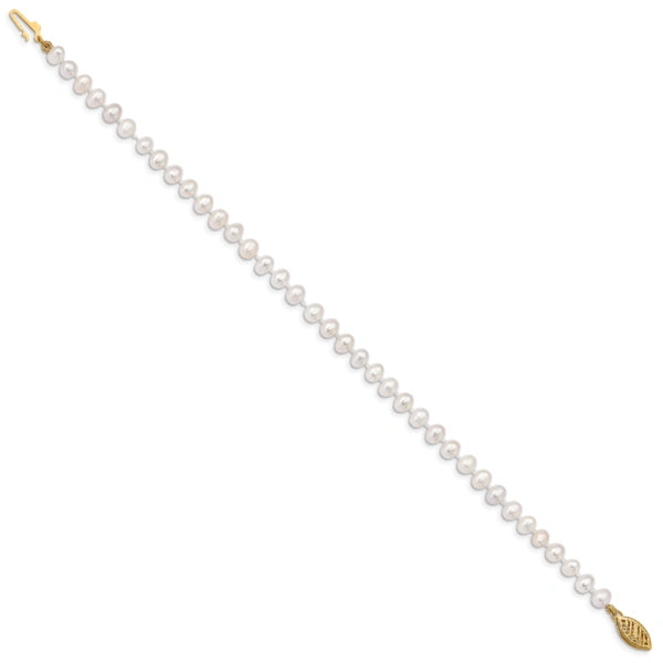 14k White Near Round Freshwater Cultured Pearl Bracelets