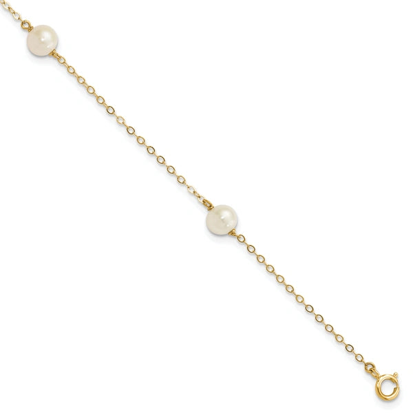 Gold Freshwater Cultured White Near Rounded Bracelets