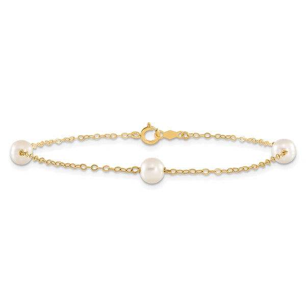 Gold Freshwater Cultured White Near Rounded Bracelets