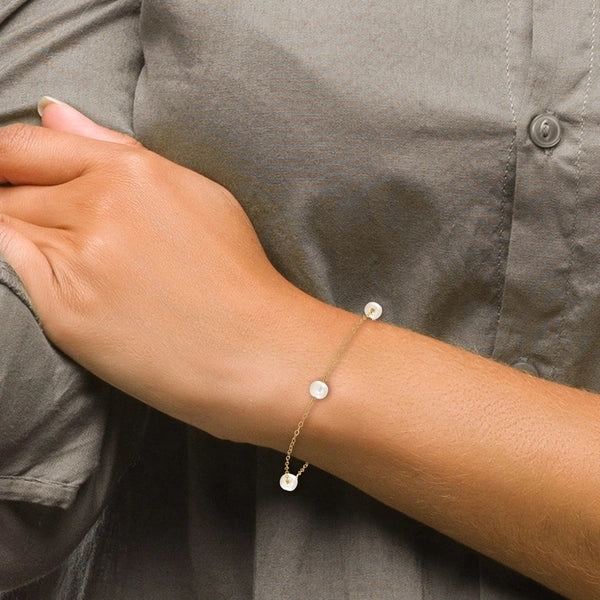 Gold Freshwater Cultured White Near Rounded Bracelets