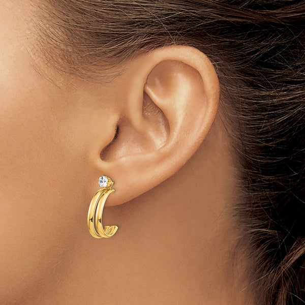 Gold Earring Jackets with CZ Studs