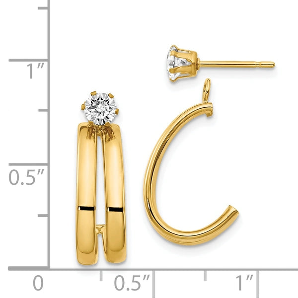Gold Earring Jackets with CZ Studs
