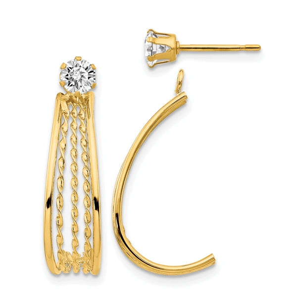 Gold Earring Jackets with CZ Studs