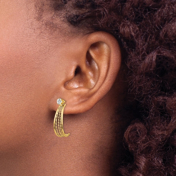 Gold Earring Jackets with CZ Studs