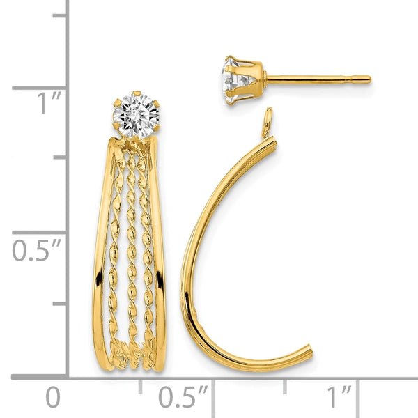 Gold Earring Jackets with CZ Studs