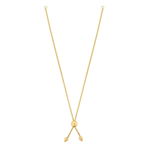 10K Gold Round Wheat Chain with Ball Slide Friendship Bracelet