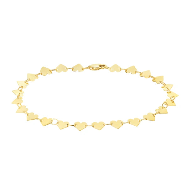 10K Heart Mirror Chain Bracelet
