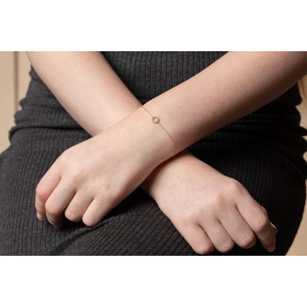 14K Petite Diamond Circle Bracelet