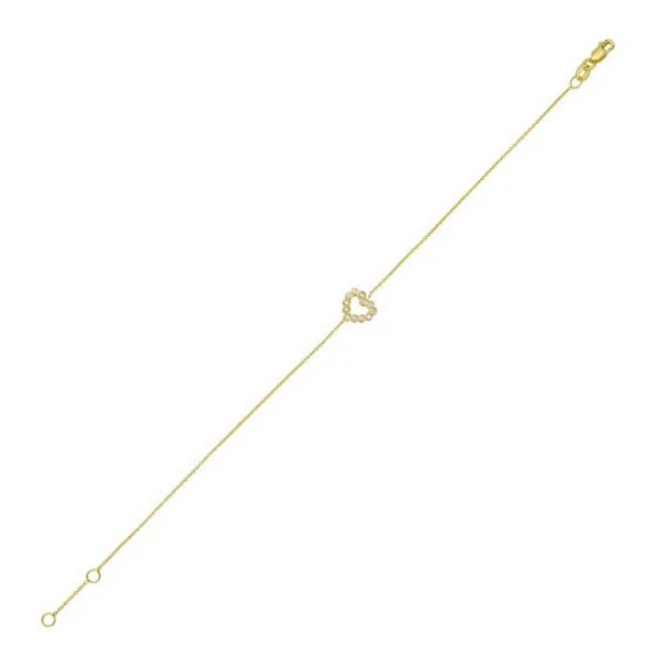 14K Petite Diamond Heart Bracelet