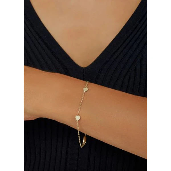 14K Adjustable Heart Link Bracelet