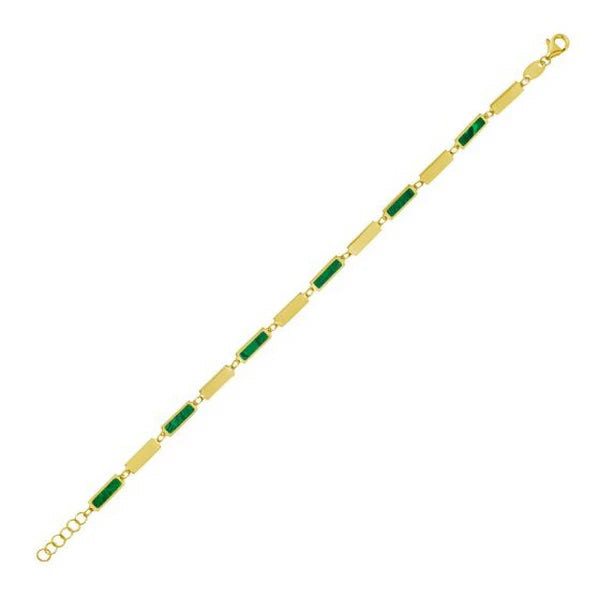 14K Malachite Rectangle Links Bracelet