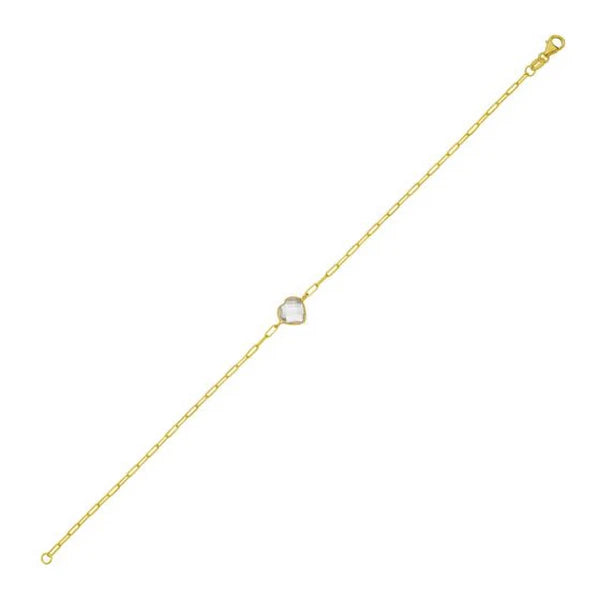 14K White Topaz Heart Bracelet