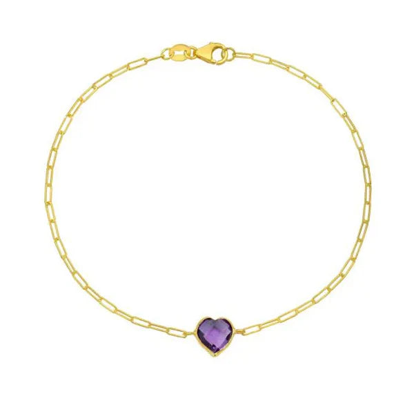14K Amethyst Heart Bracelet