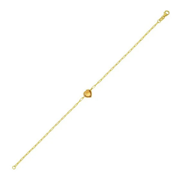 14K Citrine Heart Bracelet