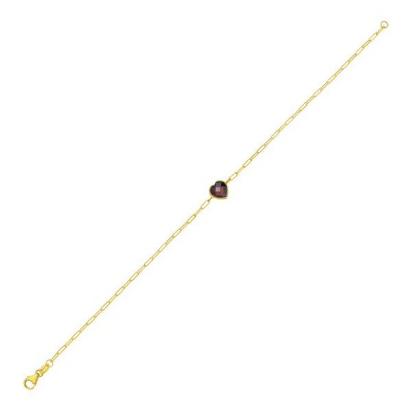 14K Garnet Heart Bracelet