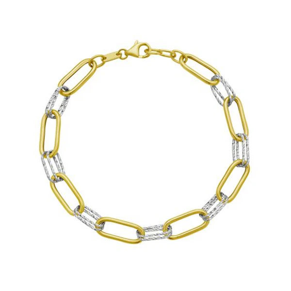 14K Two-tone Diamante Paperclip Chain