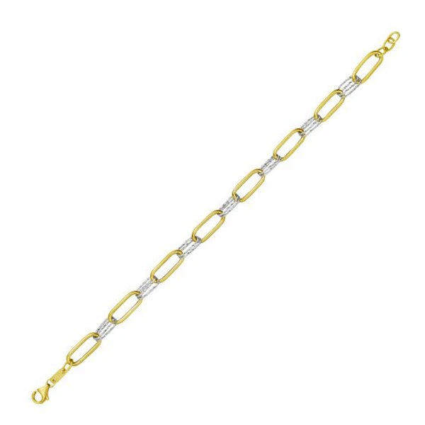 14K Two-tone Diamante Paperclip Chain